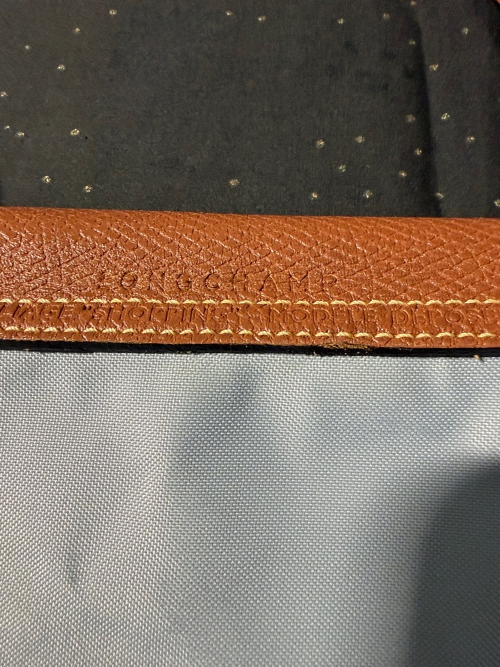 Longchamp Light Blue Tote with Brown Leather Trim - Picture 5 of 13